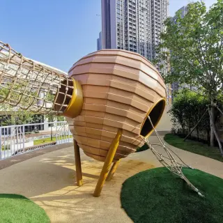 Acorn-Inspired Adventure Pod - Custom Outdoor Climbing Structure for Singapore Residential Parks - HonPlay