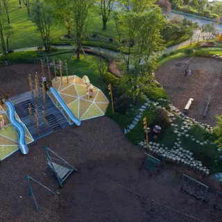 Geometric Hillside Playground - Integrated Outdoor Adventure Park for Singapore Urban Parks - HonPlay