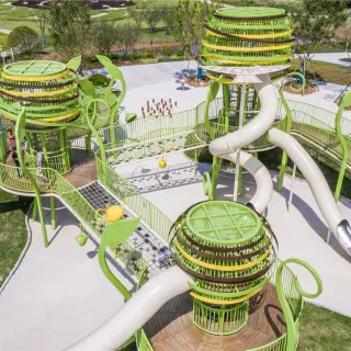 Nature-Inspired Multi-Tower Adventure Playground - Commercial Outdoor Play Equipment for Singapore Urban Parks - HonPlay