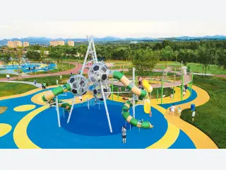 Soccer Ball Themed Adventure Tower - Large Outdoor Playground Equipment — HonPlay