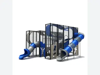 Modular Cage Adventure Playground with Spiral Slides - Commercial Indoor Play Equipment — HonPlay