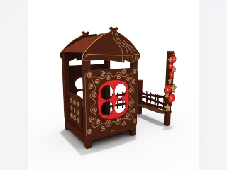 Rustic Garden Playhouse with Tic-Tac-Toe Panel - Durable HDPE Outdoor Play Equipment — HonPlay