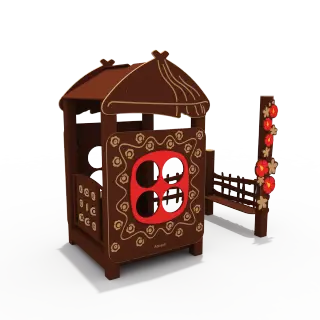 Rustic Garden Playhouse with Tic-Tac-Toe Panel - Durable HDPE Outdoor Play Equipment for Warsaw Kindergarten - HonPlay