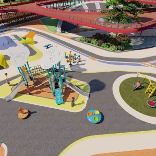Cloud-Themed Multi-Functional Outdoor Playground - Integrated Play Equipment for Singapore Urban Parks - HonPlay