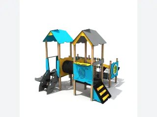 Interactive Wooden Play Tower with Fingerprint Maze - Durable Outdoor Playground Equipment — HonPlay