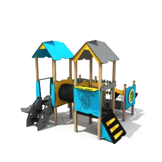 Interactive Wooden Play Tower with Fingerprint Maze - Durable Outdoor Playground Equipment for Warsaw Kindergarten Projects - HonPlay