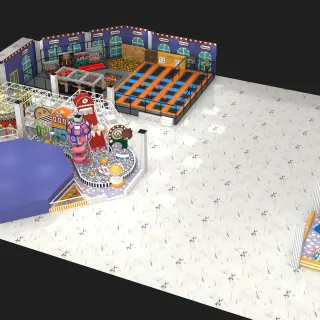 Large Indoor Trampoline Park and Soft Play Combo - Commercial Playground Equipment for Warsaw Family Entertainment Centers - HonPlay