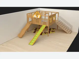 Indoor Wooden Play Loft with Slide - Eco-friendly Soft Play Equipment — HonPlay