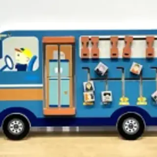 Bus-Themed Wall Activity Panel - Interactive Sensory Play Equipment for Dubai Kindergarten - HonPlay