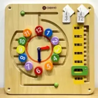 Interactive Wooden Learning Clock Wall Panel - Educational Sensory Play Equipment for Berlin Kindergarten - HonPlay