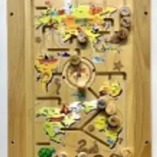 World Map Wooden Wall Maze - Interactive Educational Play Panel for Warsaw Kindergarten - HonPlay