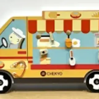 Wooden Food Truck Busy Board - Interactive Wall Play Equipment for Berlin Kindergarten - HonPlay