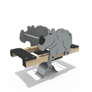 Rhino Themed Spring Seesaw - Durable Outdoor Playground Equipment for Warsaw Public Parks - HonPlay