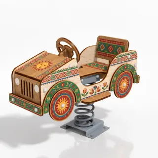 Folk Art Wooden Spring Rider - Themed Outdoor Playground Equipment — HonPlay