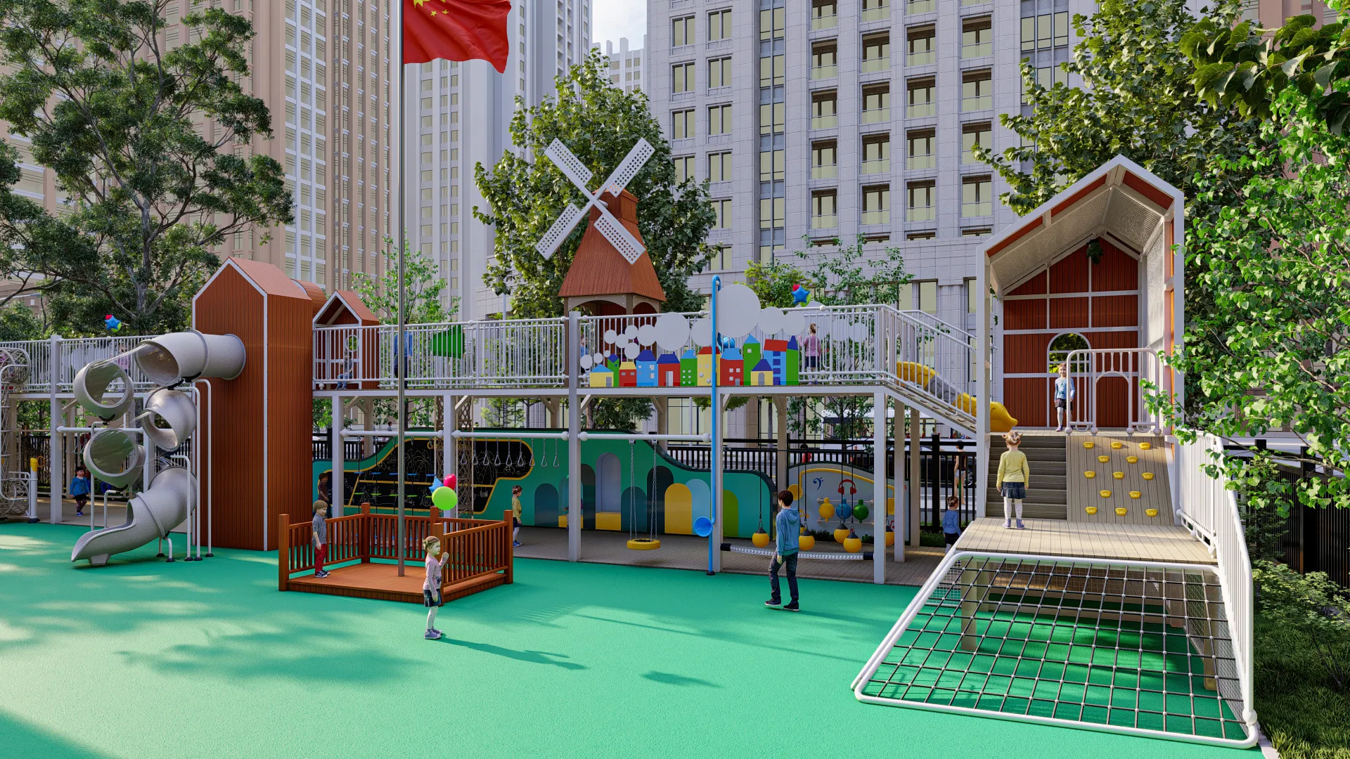 windmill adventure elevated playground multi functional, Corrosion-resistant, Durable Steel, Low Maintenance by HonPlay - additional product views