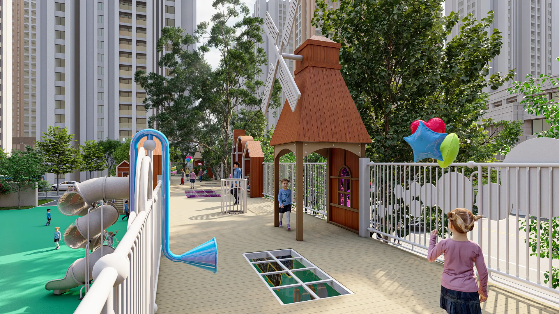 windmill adventure elevated playground multi functional, Corrosion-resistant, Durable Steel, Low Maintenance by HonPlay - full product view