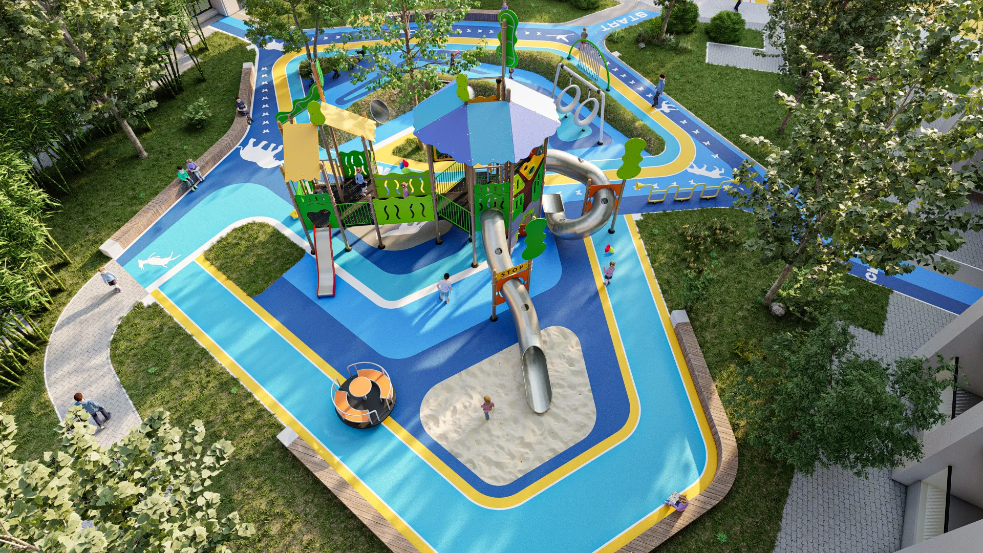 integrated outdoor adventure playground multi functional, Corrosion-resistant, Durable Steel, Low Maintenance by HonPlay - material and finish details