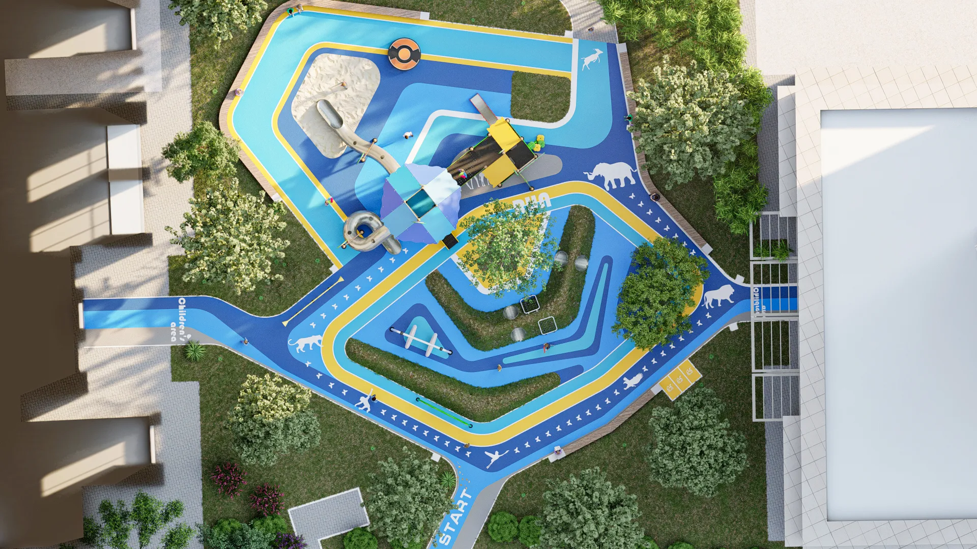 Integrated Outdoor Adventure Playground - Multi-Functional Play Zone for Dubai Residential Complexes