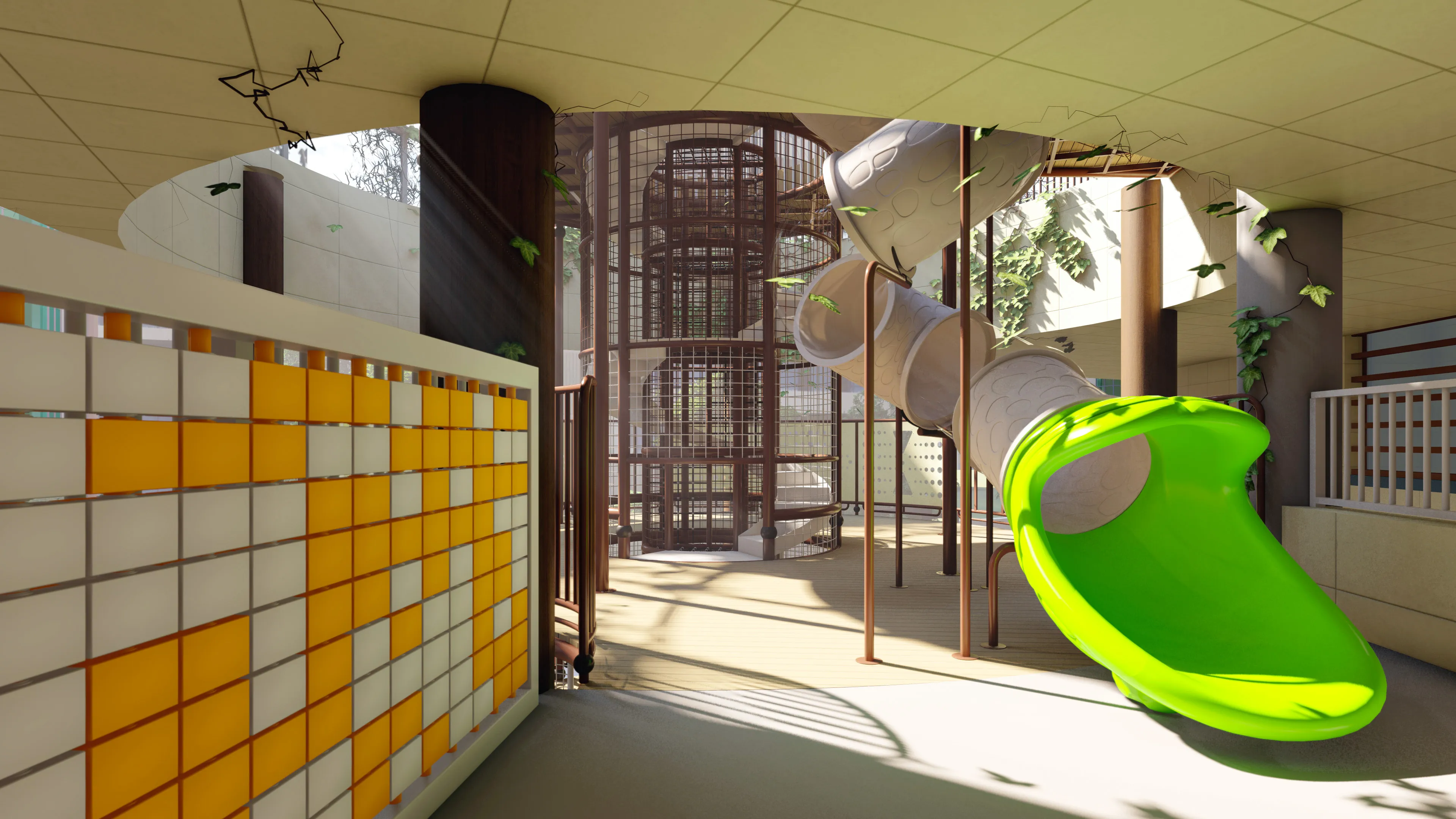 Multi-Level Adventure Tower with Spiral Slide - Premium Indoor Playground Equipment for Dubai Mall Play Zone - Playground equipment by HonPlay