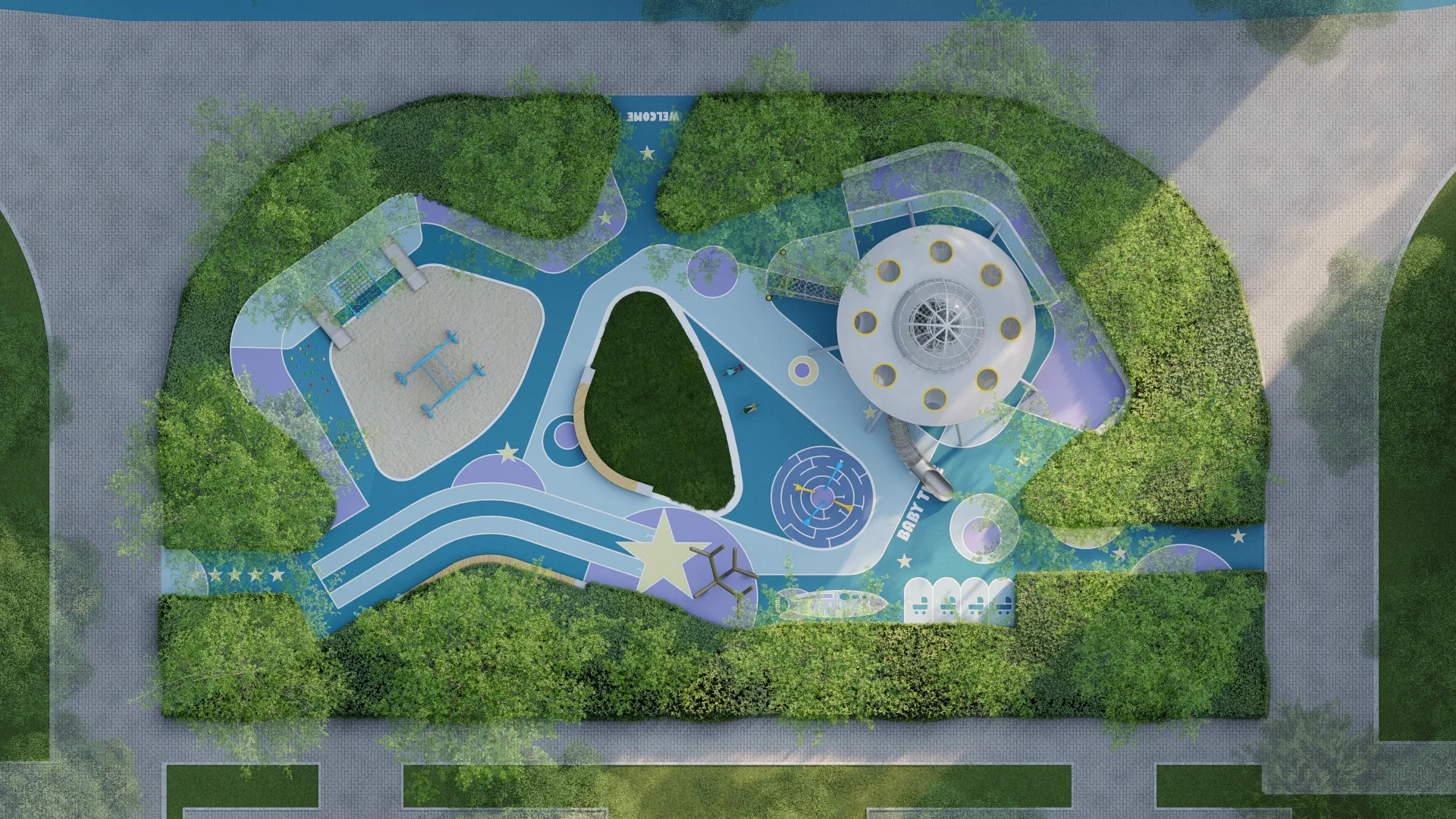 ufo space station playground futuristic outdoor, Corrosion-resistant, Durable Steel, Low Maintenance by HonPlay - material and finish details