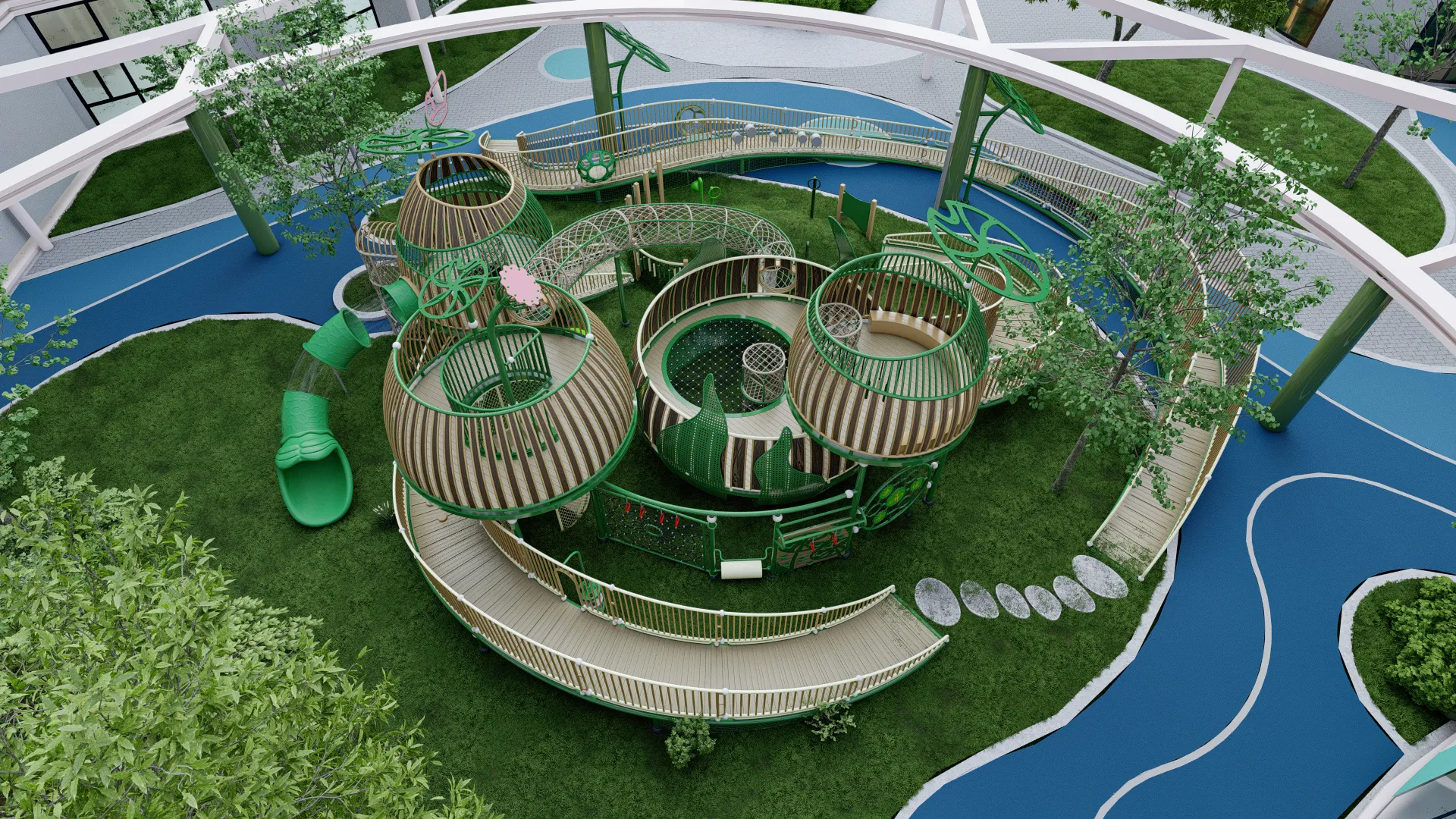 nature inspired forest adventure playground eco, Corrosion-resistant, Durable Steel, Low Maintenance by HonPlay - additional product views