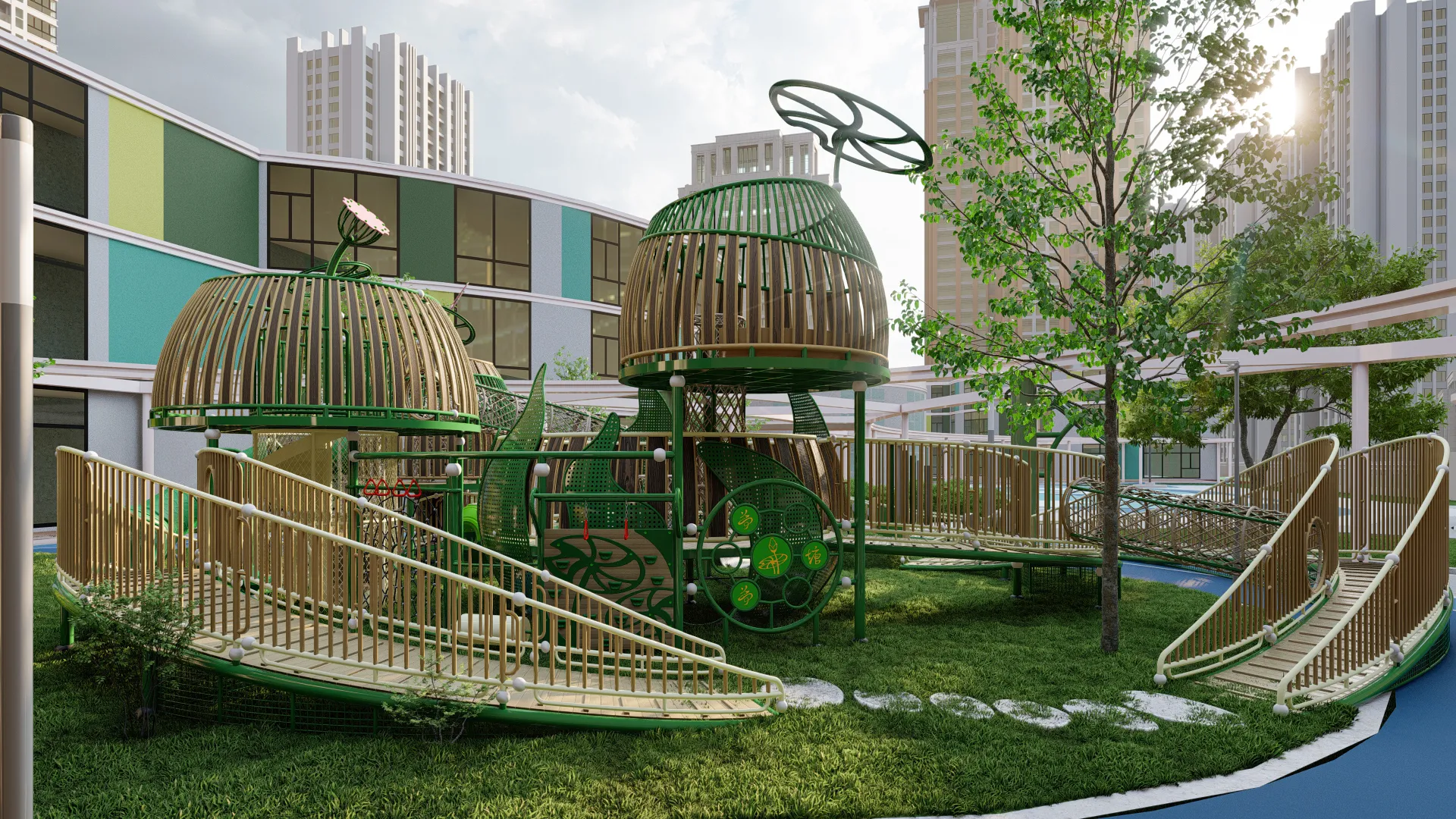 nature inspired forest adventure playground eco, Corrosion-resistant, Durable Steel, Low Maintenance by HonPlay - additional product views