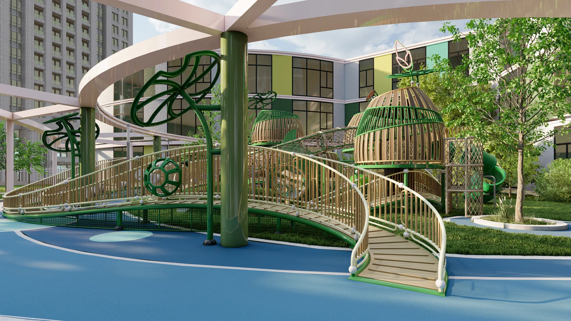 Nature-Inspired Forest Adventure Playground - Eco-Friendly Outdoor Play Equipment for Warsaw Residential Parks - Playground equipment by HonPlay