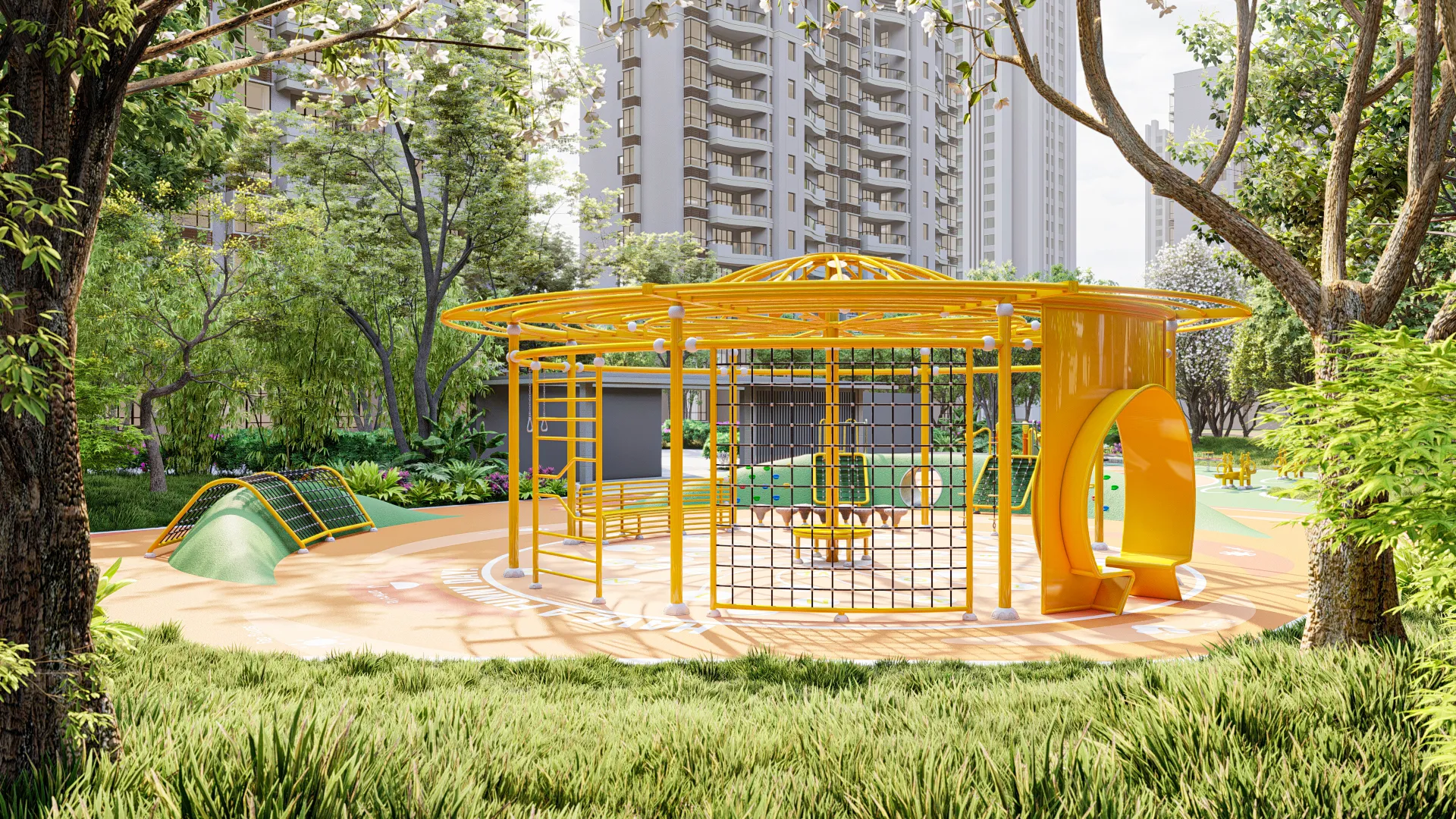 Circular Multi-Functional Climbing Frame - Commercial Outdoor Playground Equipment for Singapore Residential Projects - Playground equipment by HonPlay