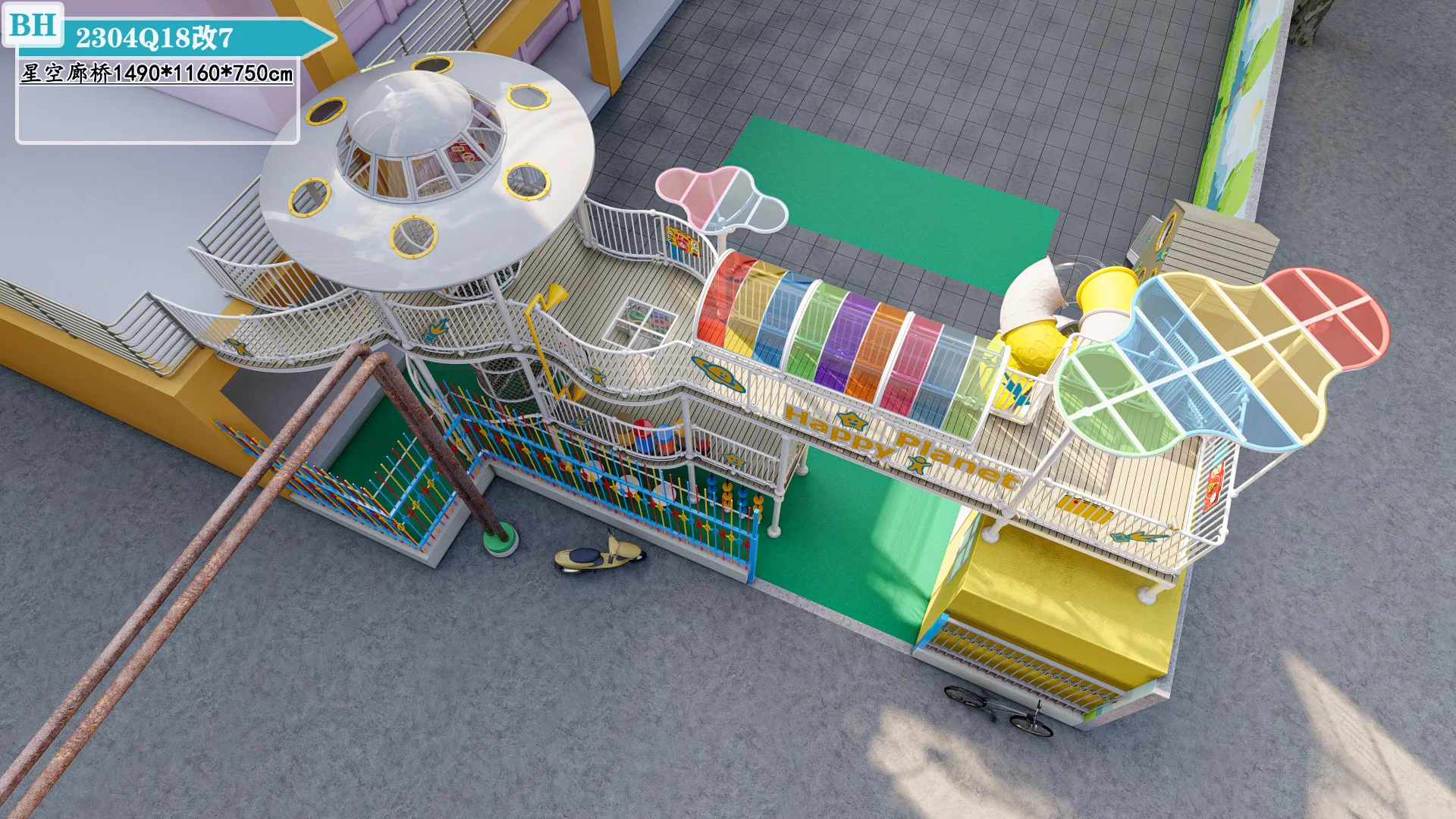 galactic explorer multi level playground space, Corrosion-resistant, Durable Steel, Low Maintenance by HonPlay - material and finish details