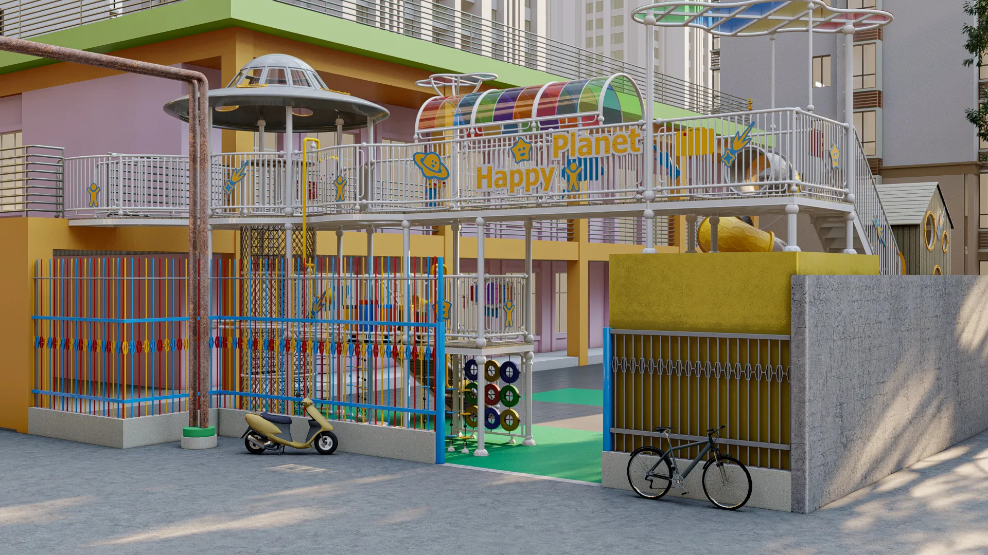 galactic explorer multi level playground space, Corrosion-resistant, Durable Steel, Low Maintenance by HonPlay - safety certification and compliance