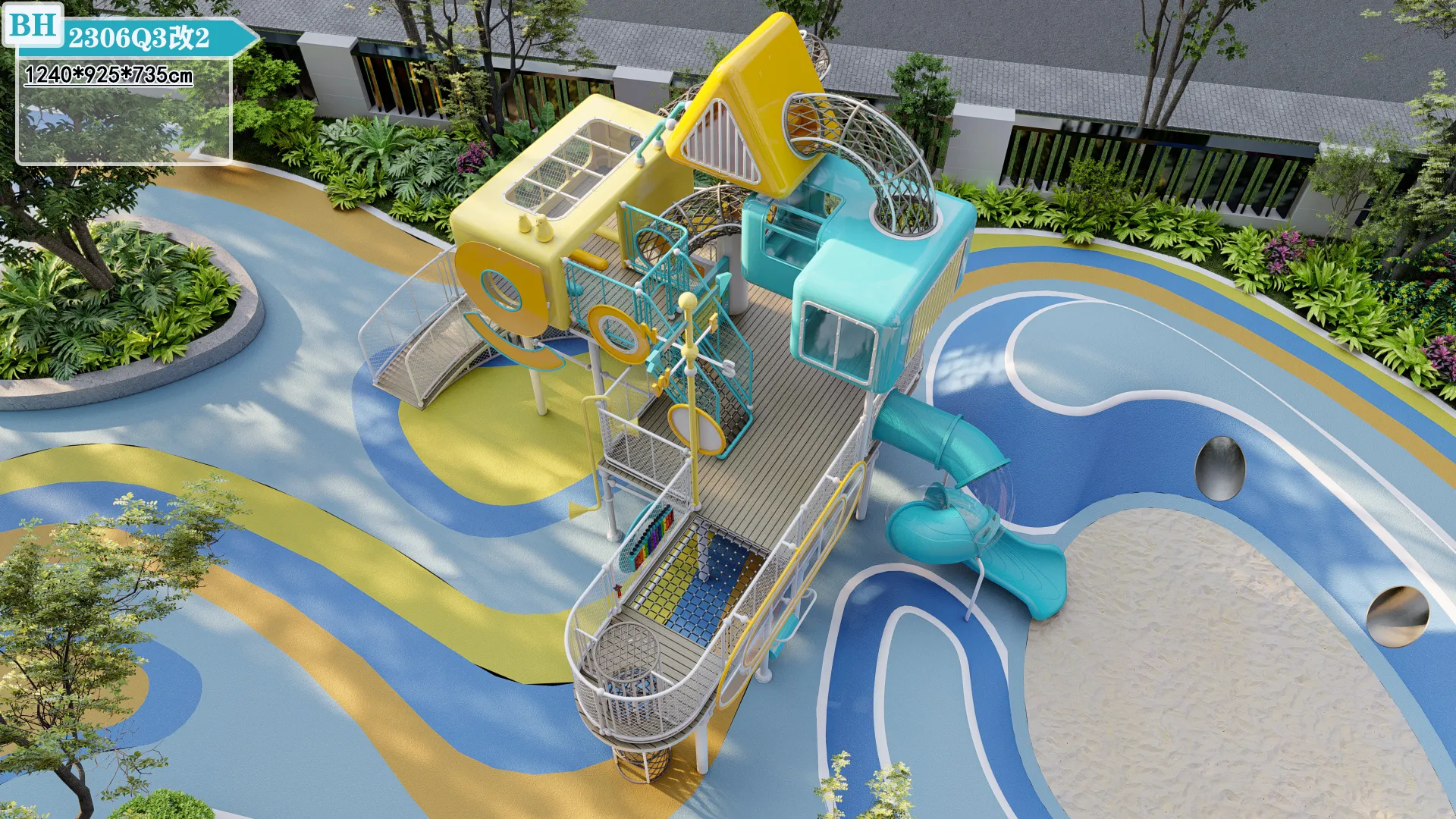 nautical theme multi level outdoor playground premium, Corrosion-resistant, Durable Steel, Low Maintenance by HonPlay - additional product views