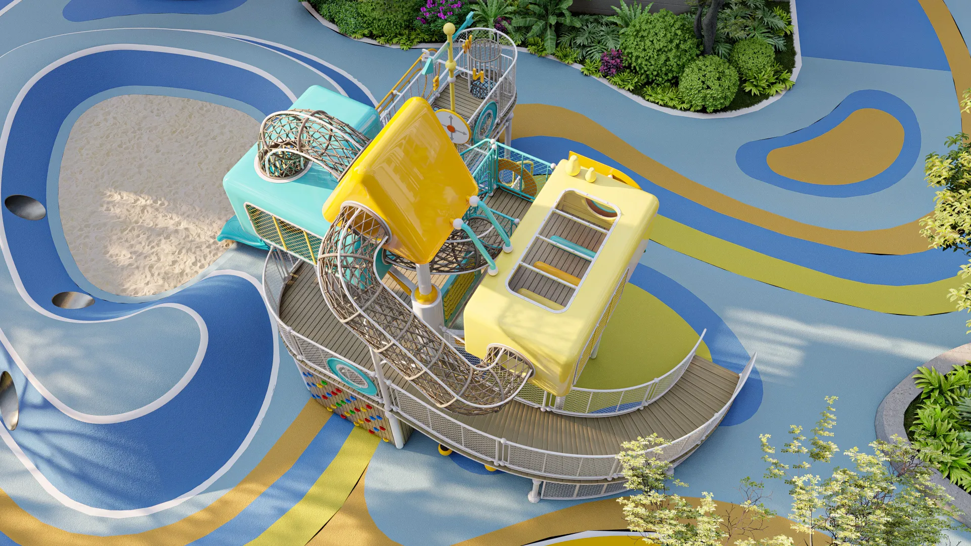 nautical theme multi level outdoor playground premium, Corrosion-resistant, Durable Steel, Low Maintenance by HonPlay - installation and use case