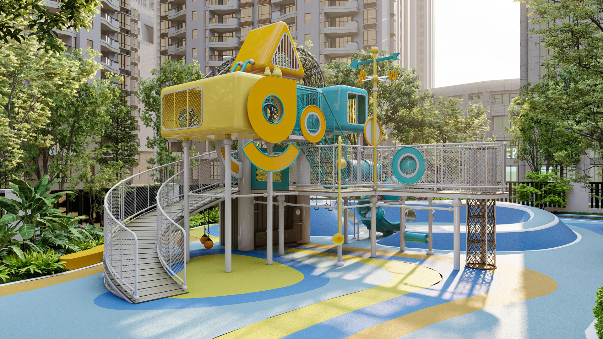 nautical theme multi level outdoor playground premium, Corrosion-resistant, Durable Steel, Low Maintenance by HonPlay - safety certification and compliance