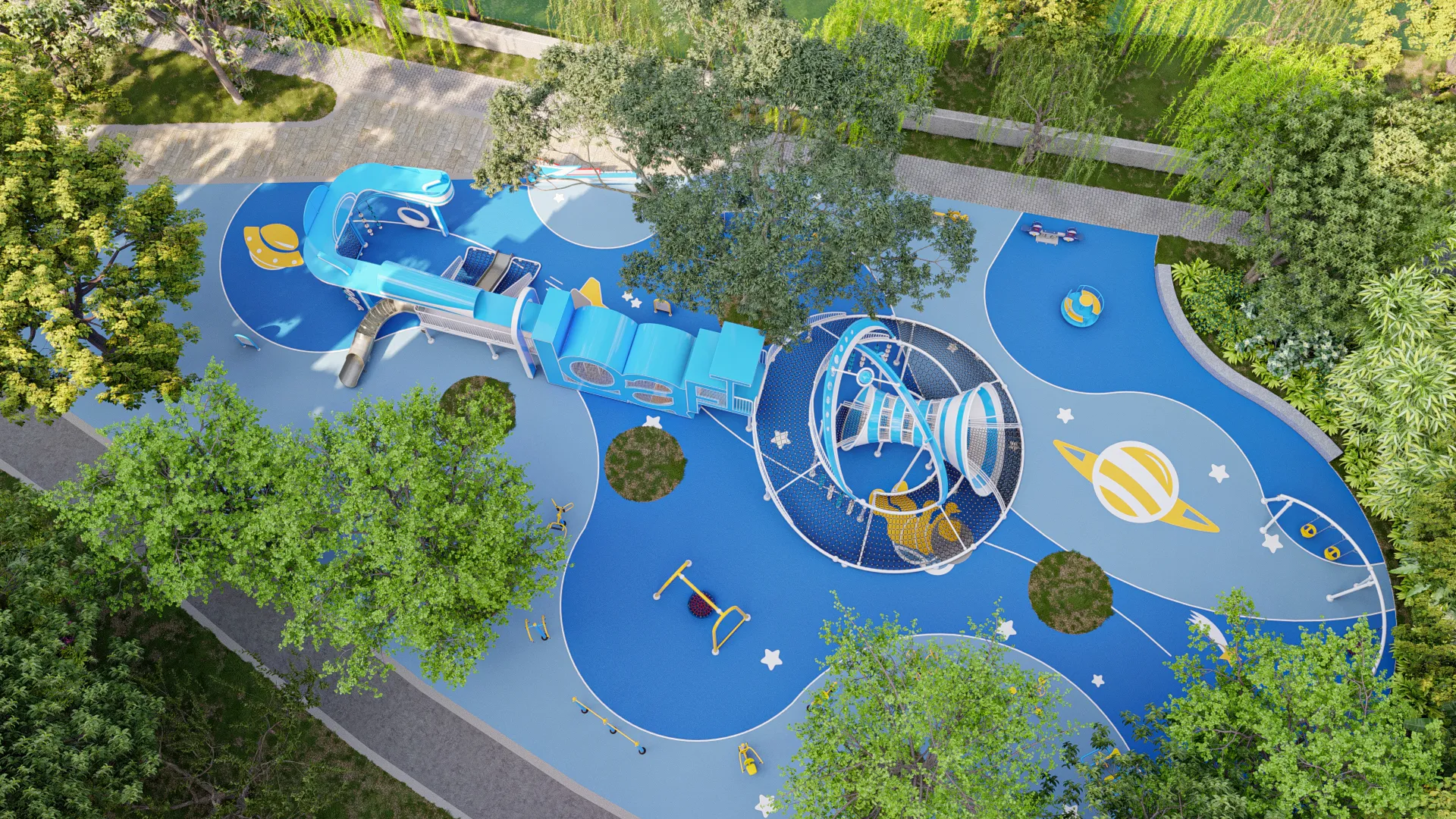 outdoor fitness playground combo multi functional, Corrosion-resistant, Durable Steel, Low Maintenance by HonPlay - additional product views