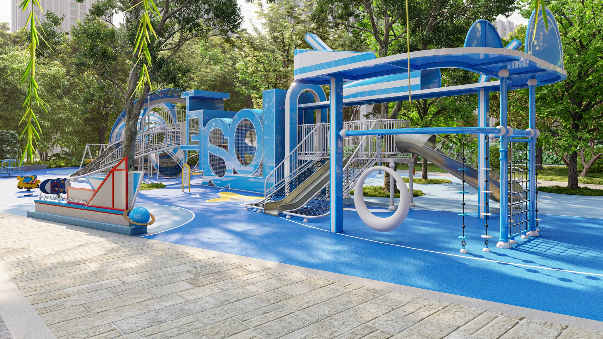 outdoor fitness playground combo multi functional, Corrosion-resistant, Durable Steel, Low Maintenance by HonPlay - additional product views