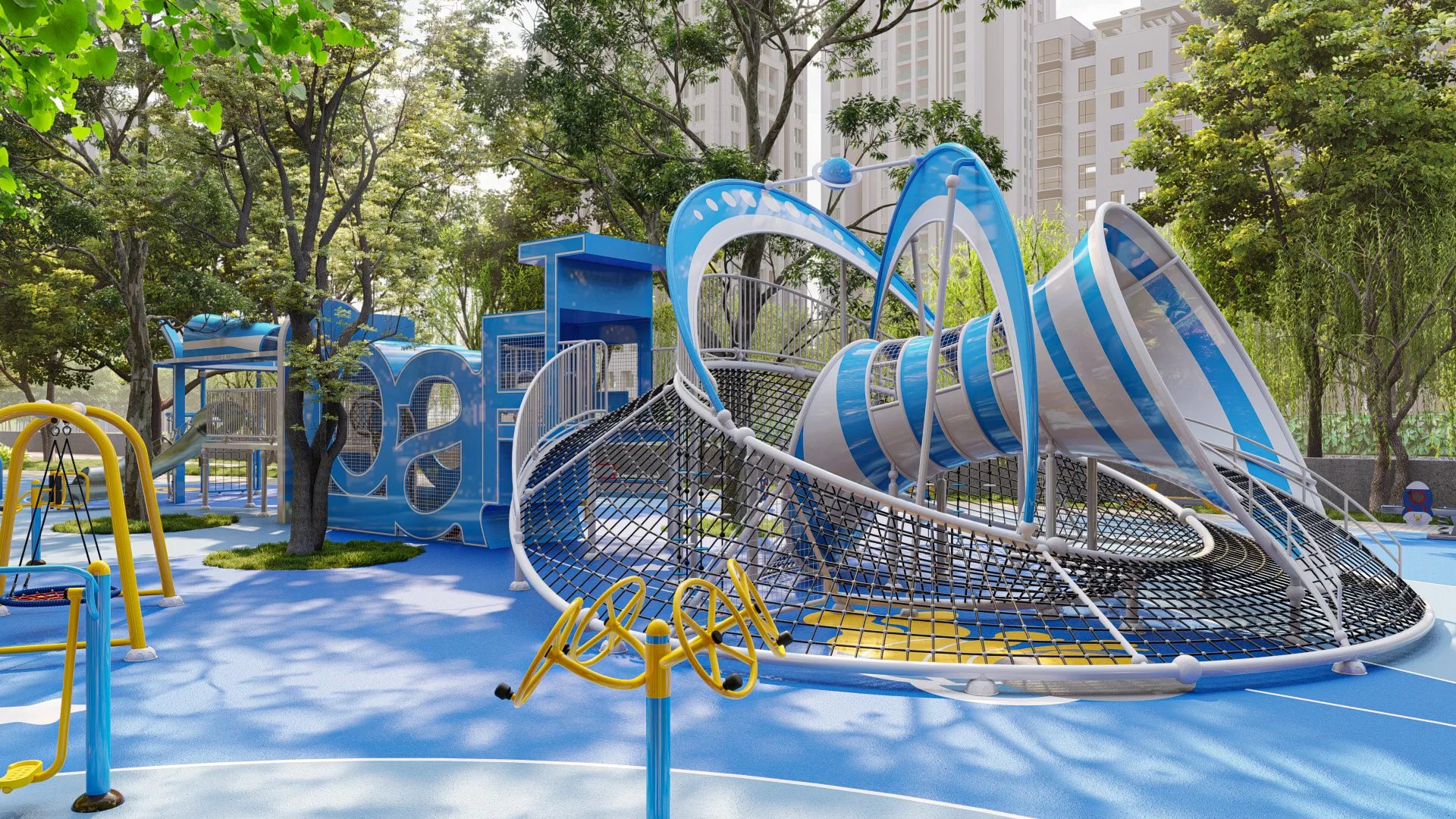 outdoor fitness playground combo multi functional, Corrosion-resistant, Durable Steel, Low Maintenance by HonPlay - additional product views