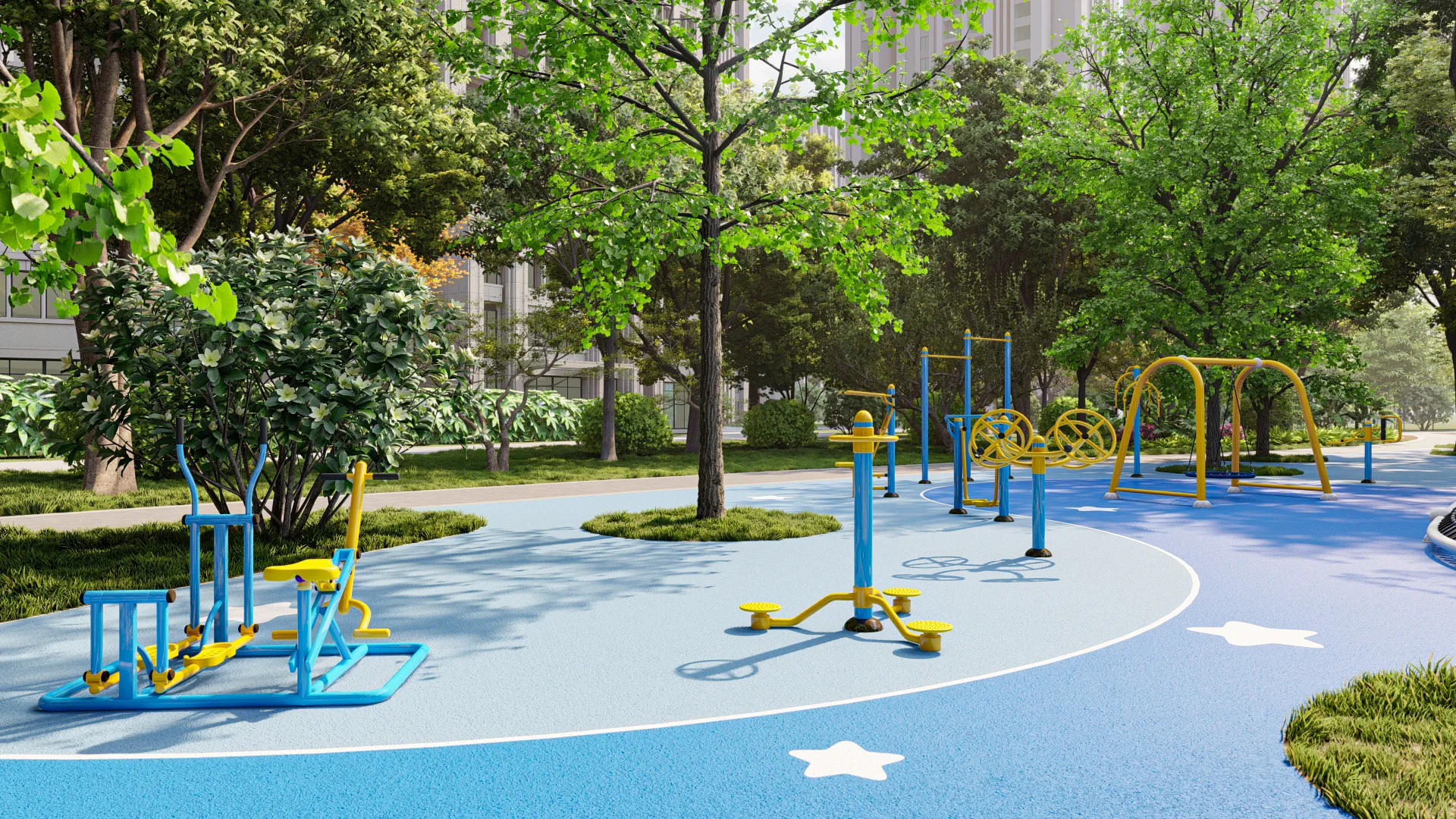 outdoor fitness playground combo multi functional, Corrosion-resistant, Durable Steel, Low Maintenance by HonPlay - material and finish details