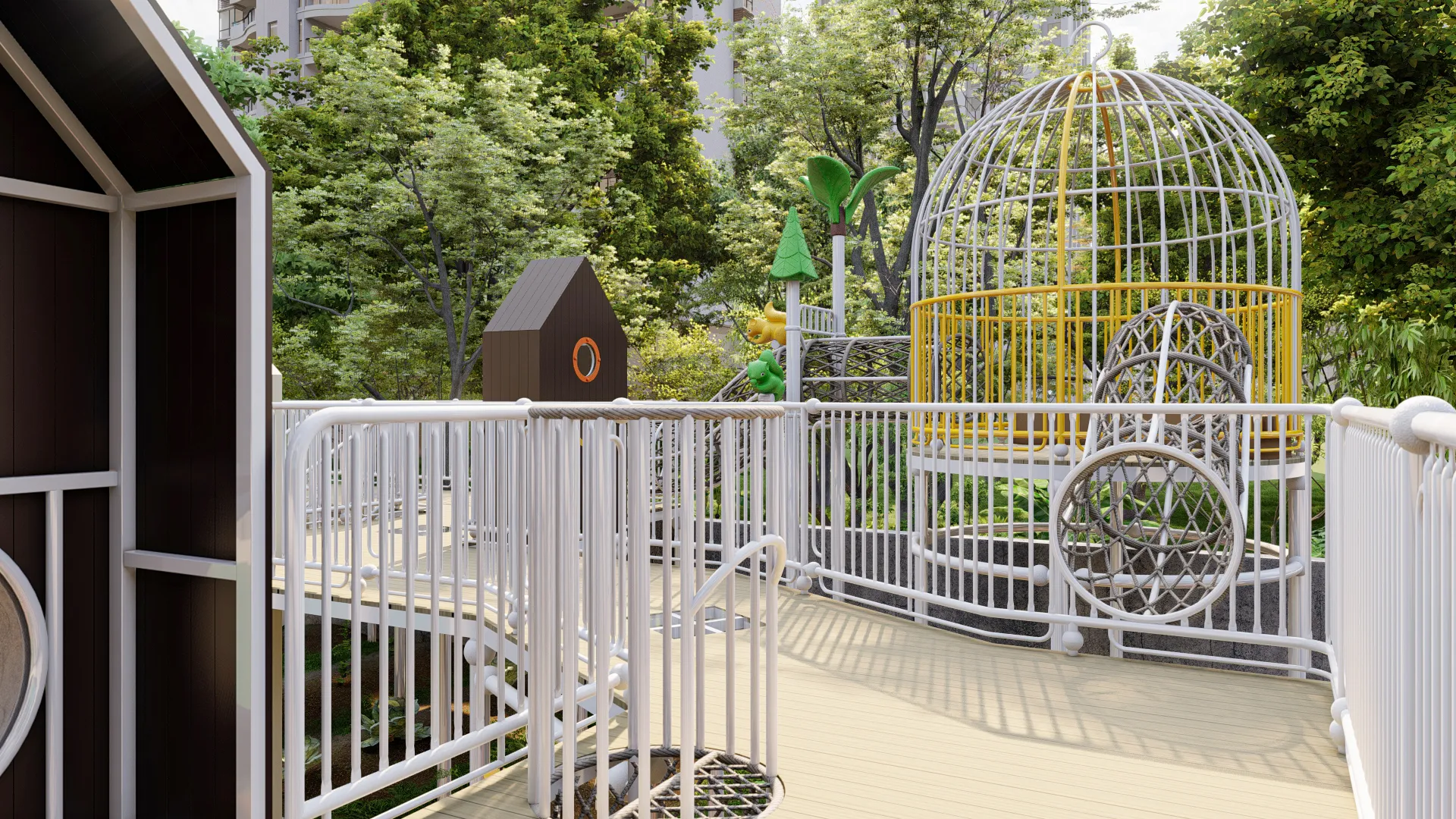 multi level adventure playground integrated outdoor, Corrosion-resistant, Durable Steel, Low Maintenance by HonPlay - material and finish details
