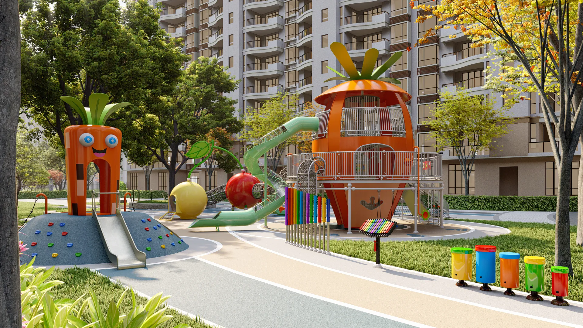 fruit vegetable theme outdoor playground custom non, Corrosion-resistant, Durable Steel, Low Maintenance by HonPlay - safety certification and compliance