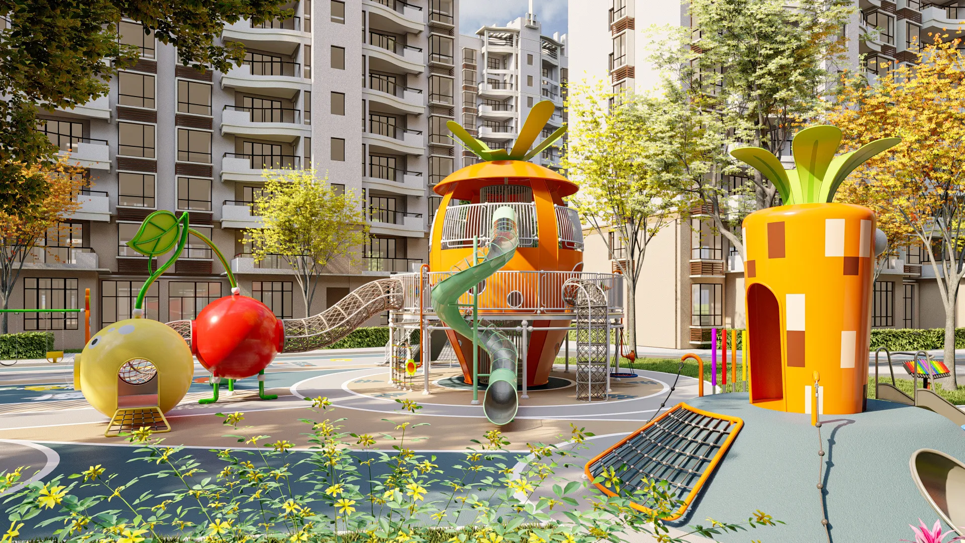 fruit vegetable theme outdoor playground custom non, Corrosion-resistant, Durable Steel, Low Maintenance by HonPlay - full product view