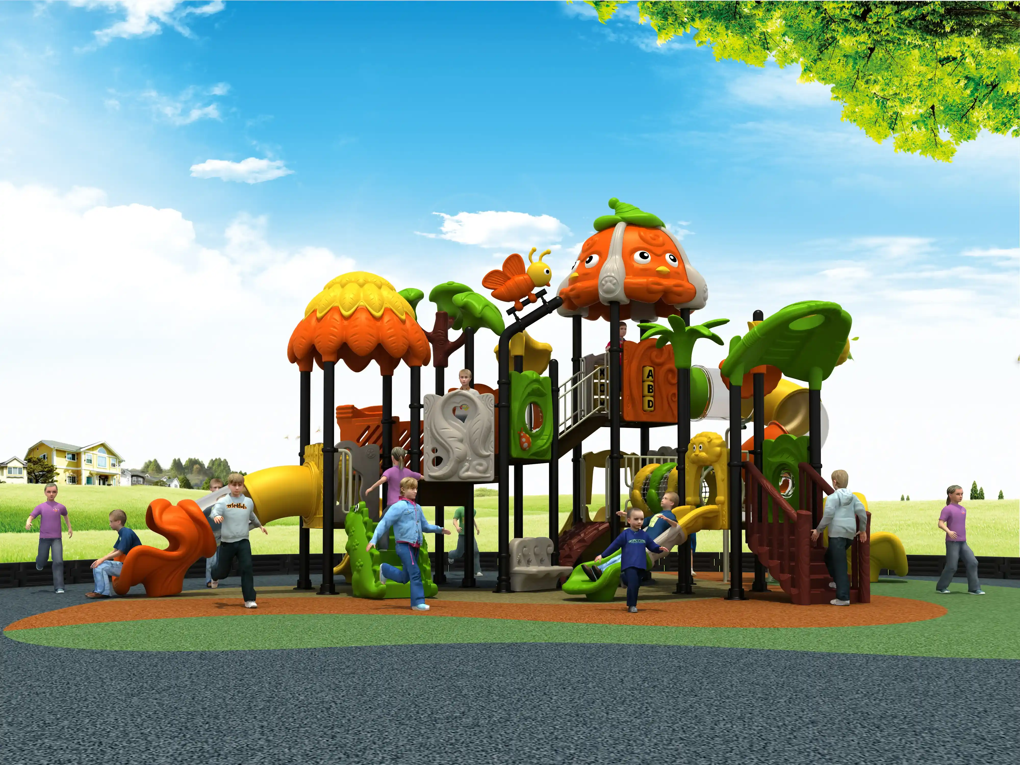 pumpkin theme commercial playground durable outdoor, Rotomolded, Smooth Finish, Safe Plastic by HonPlay - safety certification and compliance