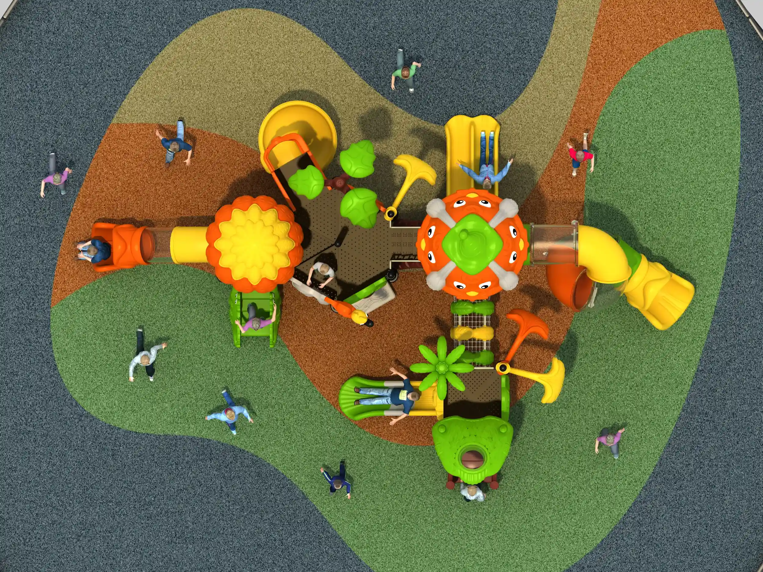 pumpkin theme commercial playground durable outdoor, Rotomolded, Smooth Finish, Safe Plastic by HonPlay - material and finish details