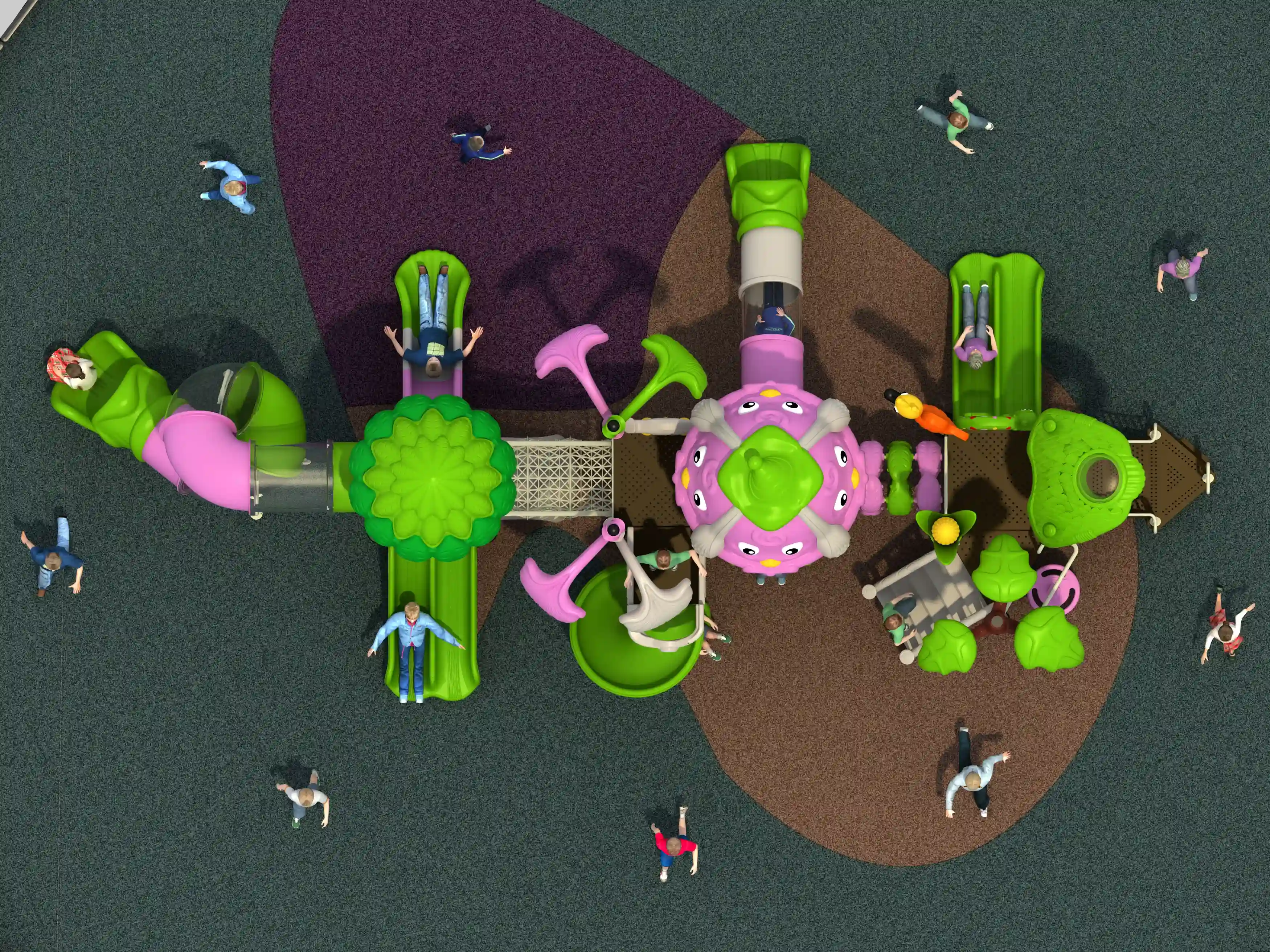 tropical forest theme outdoor playground durable commercial, Rotomolded, Smooth Finish, Safe Plastic by HonPlay - material and finish details