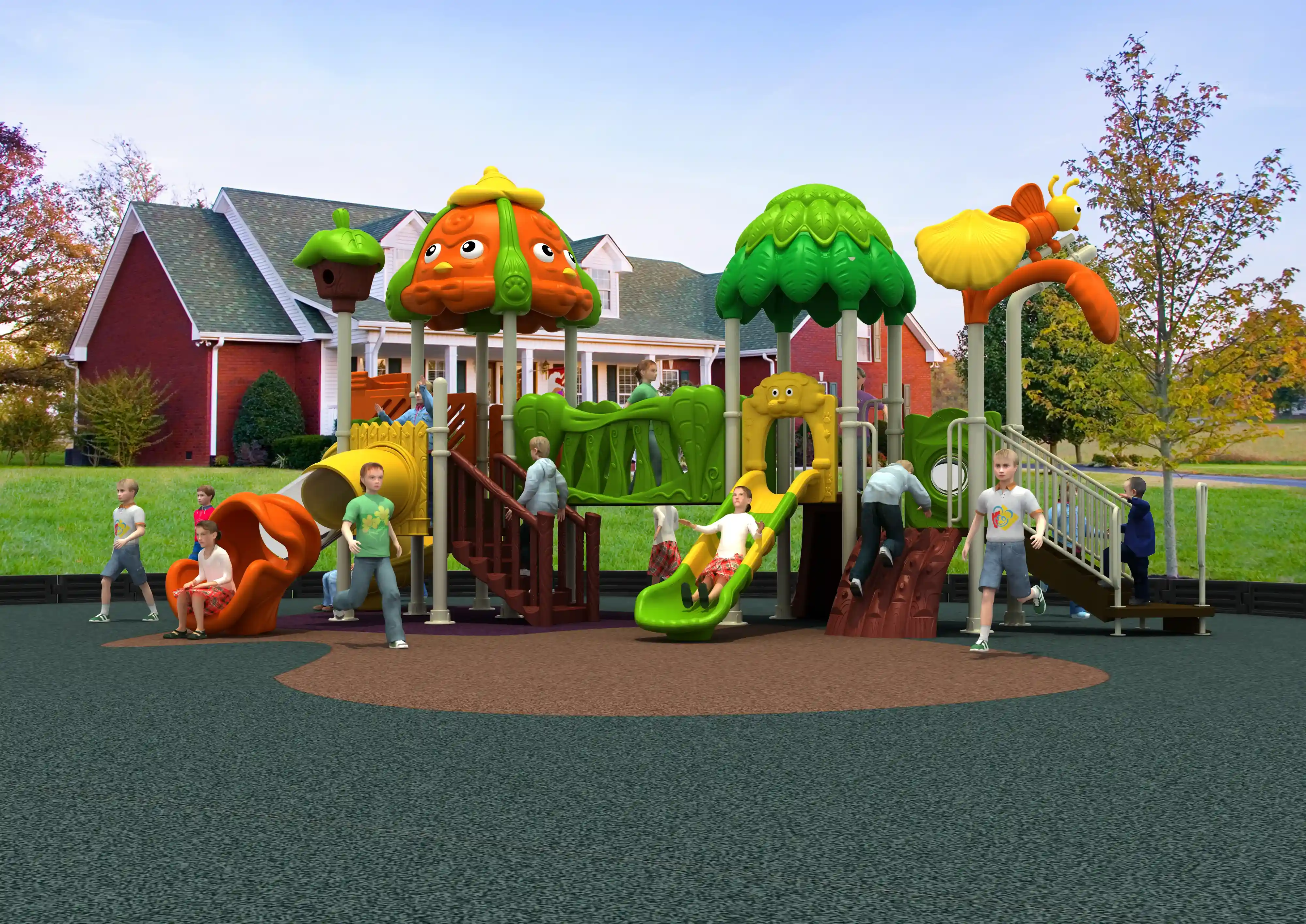 forest adventure themed outdoor playground commercial grade, Rotomolded, Smooth Finish, Safe Plastic by HonPlay - installation and use case