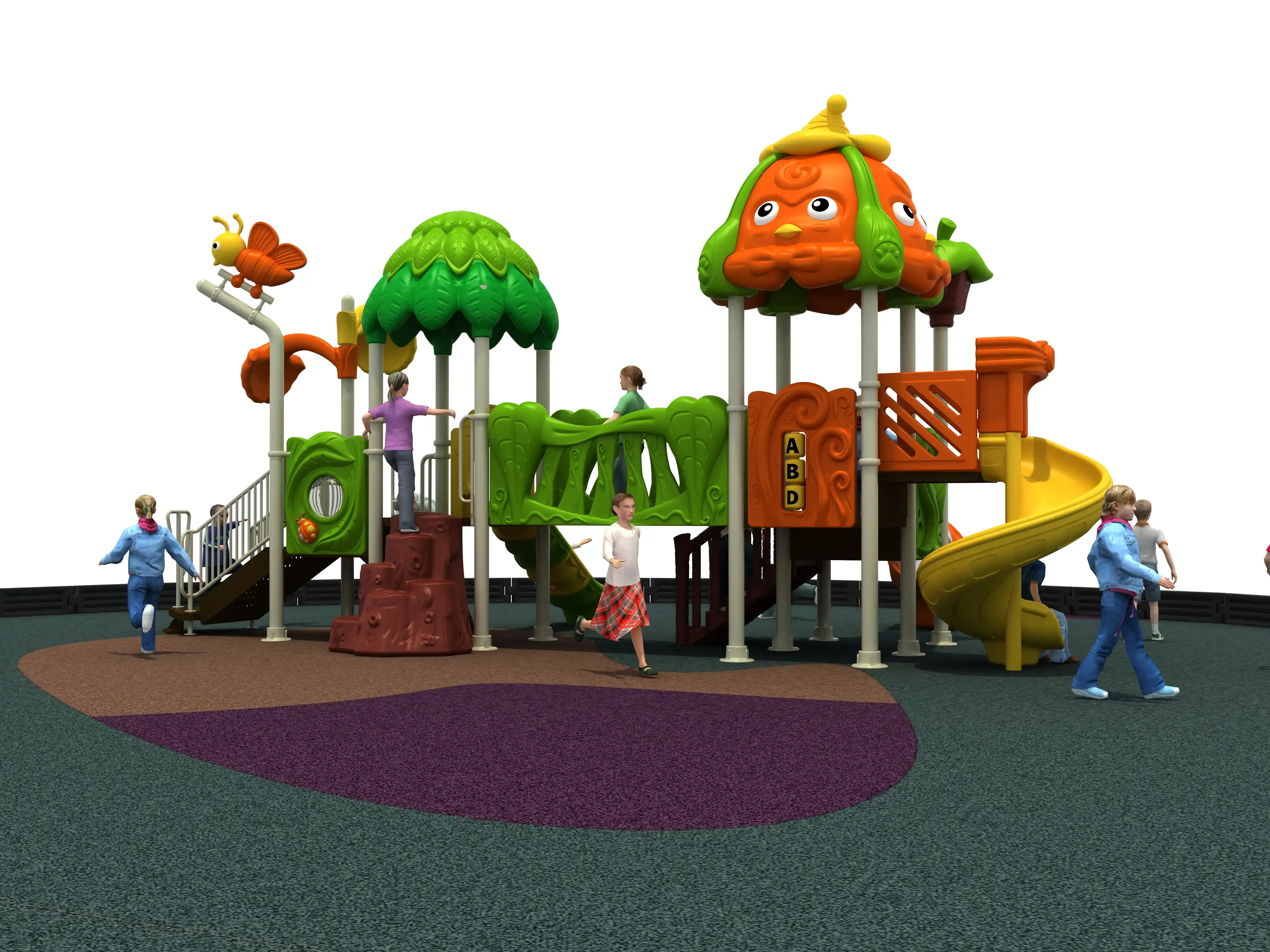 forest adventure themed outdoor playground commercial grade, Rotomolded, Smooth Finish, Safe Plastic by HonPlay - full product view