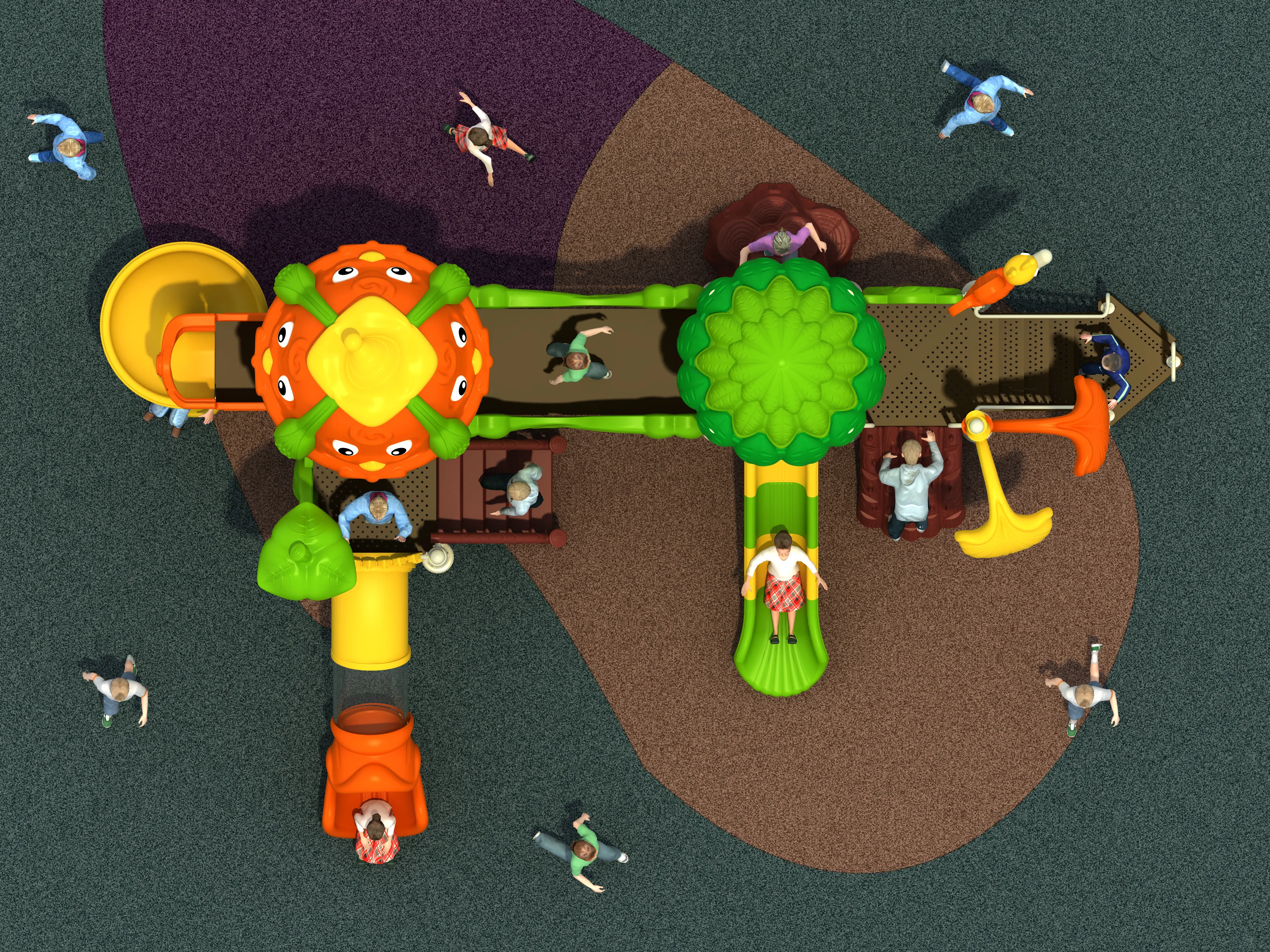 forest adventure themed outdoor playground commercial grade, Rotomolded, Smooth Finish, Safe Plastic by HonPlay - material and finish details