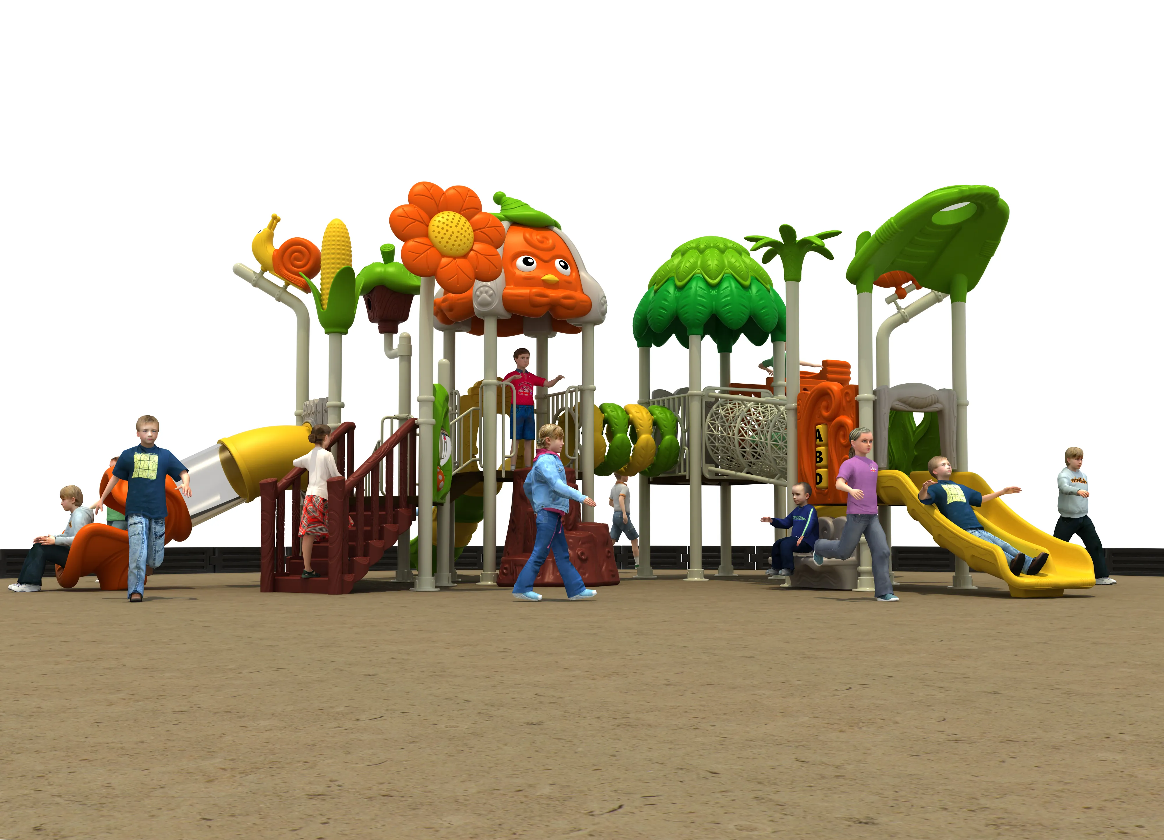 nature themed forest adventure playground commercial, Rotomolded, Smooth Finish, Safe Plastic by HonPlay - safety certification and compliance