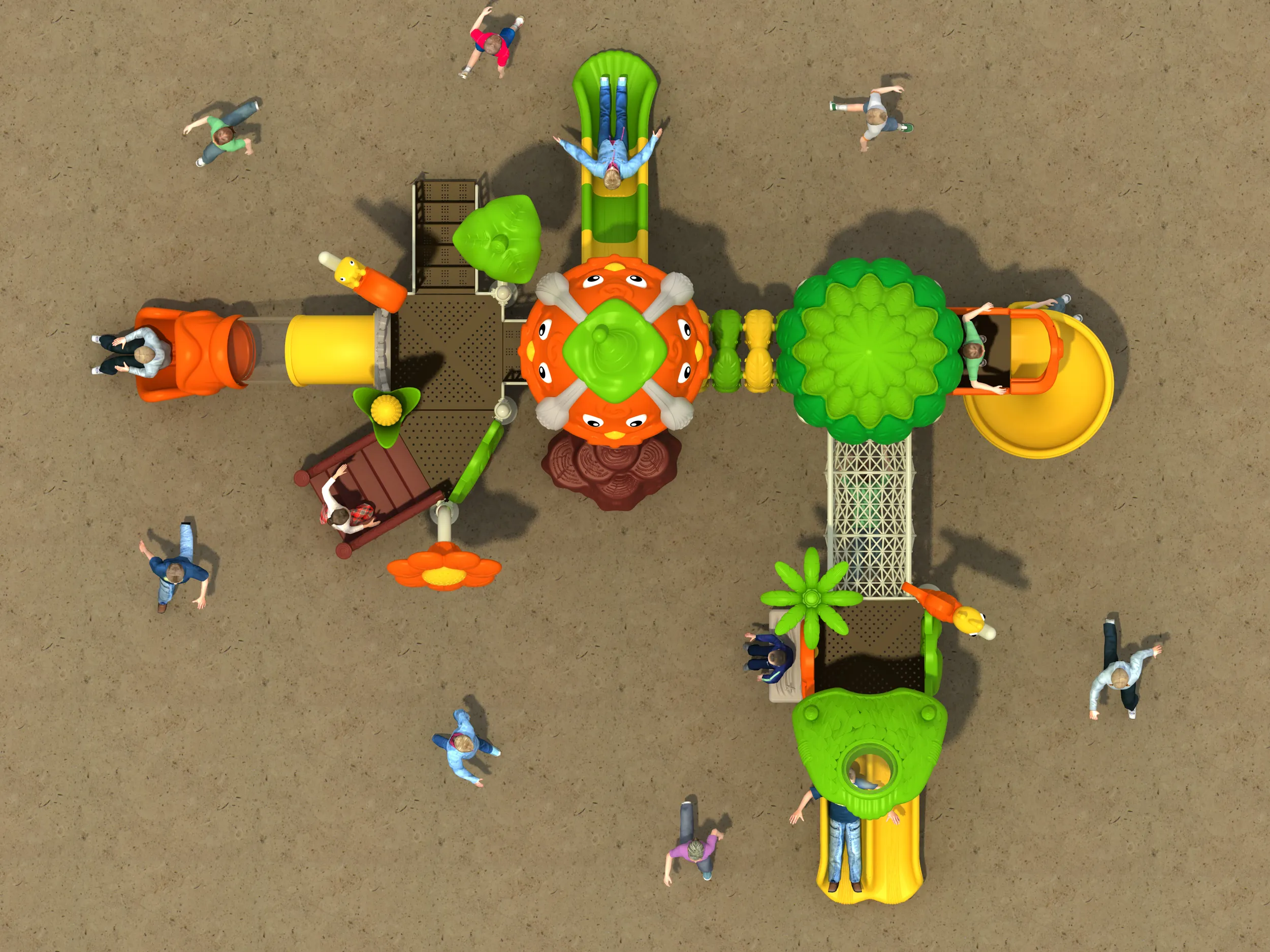 nature themed forest adventure playground commercial, Rotomolded, Smooth Finish, Safe Plastic by HonPlay - material and finish details