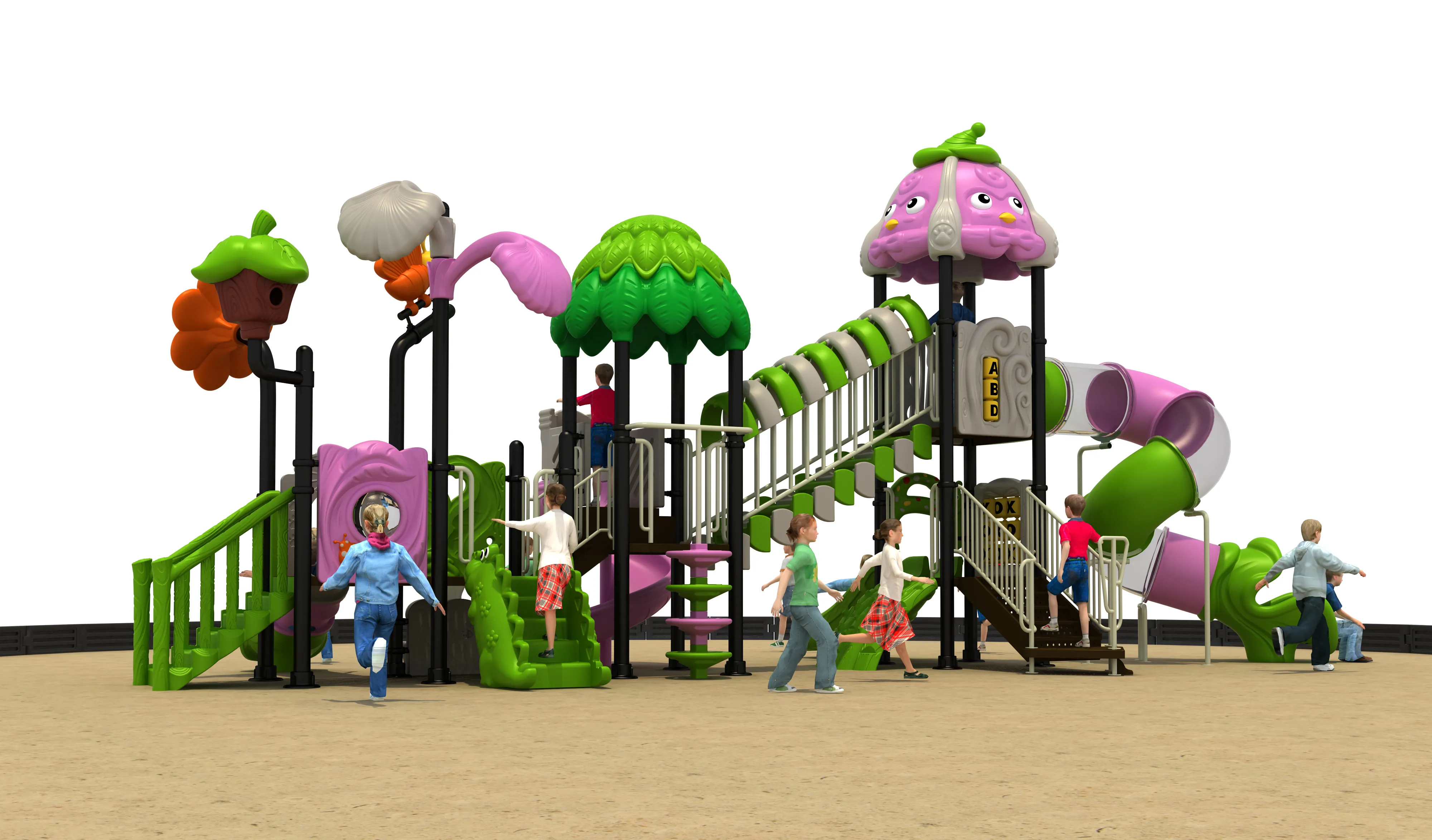enchanted forest multi level playground commercial, Rotomolded, Smooth Finish, Safe Plastic by HonPlay - full product view