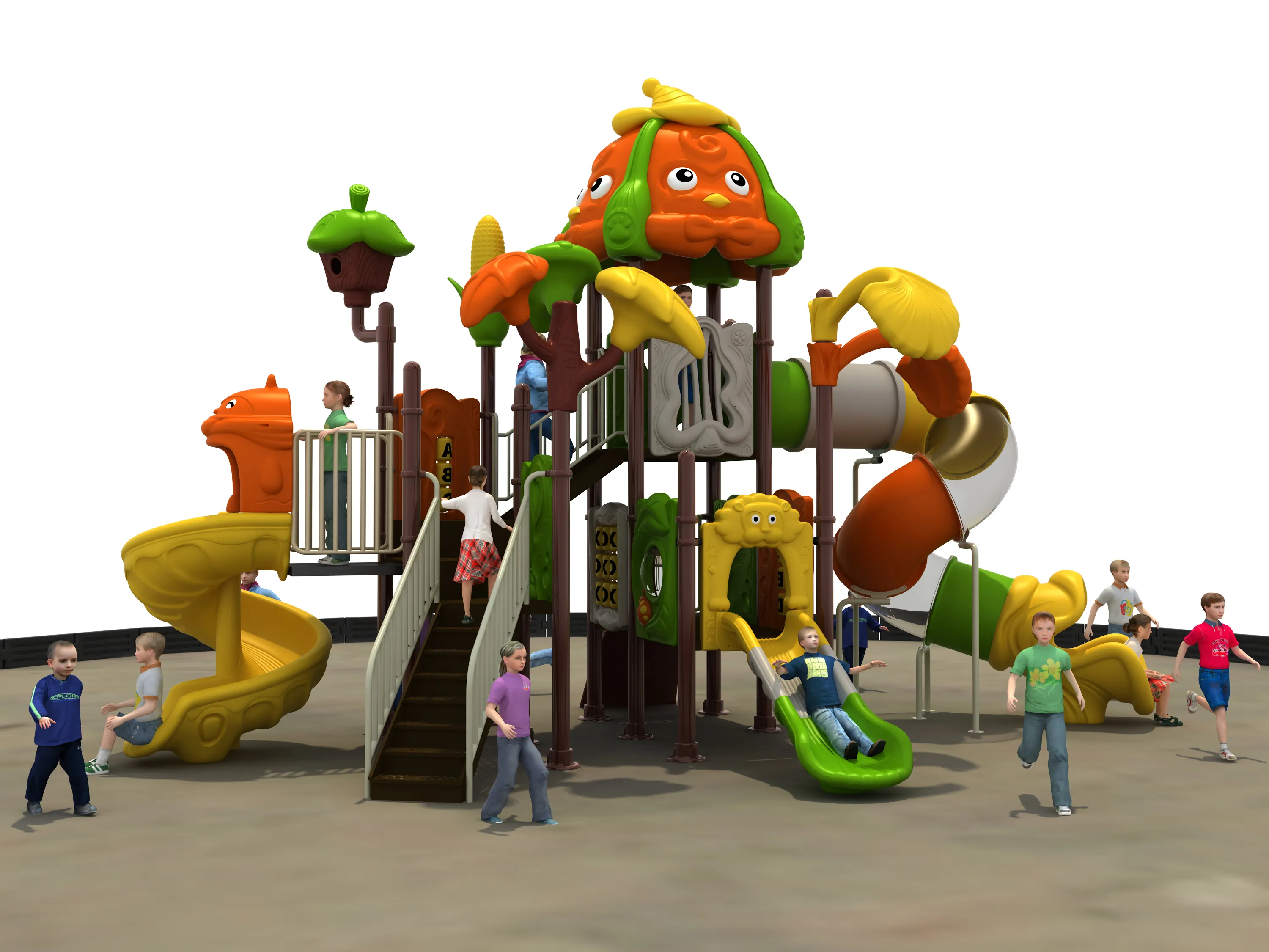 whimsical pumpkin theme outdoor playground durable multi, Rotomolded, Smooth Finish, Safe Plastic by HonPlay - safety certification and compliance